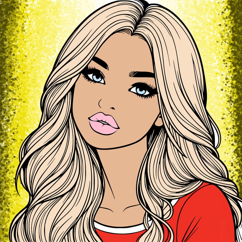 realistic girl with hair on her hair and lips