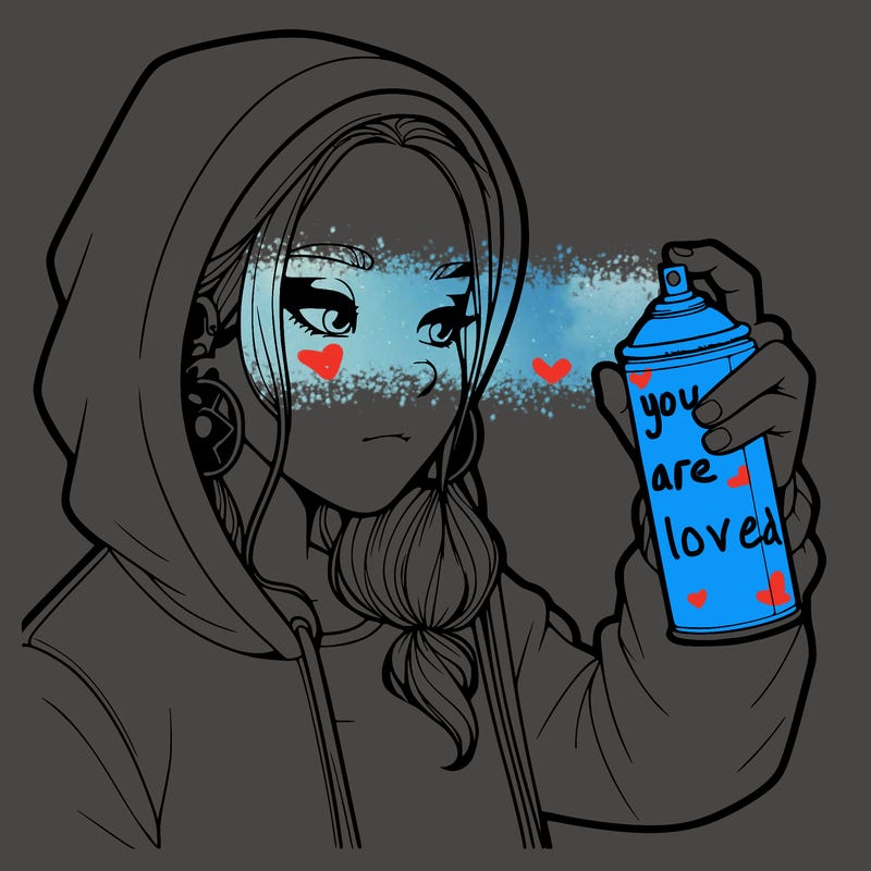 a realistic girl, spray painting