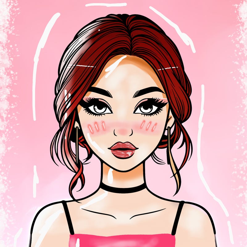 realistic girl with makeup on