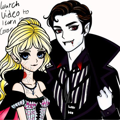 handsome vampire with beautiful girl