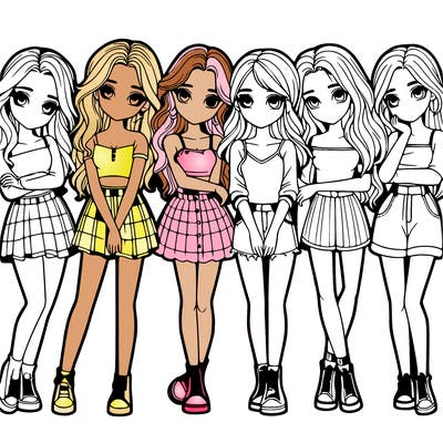 a group of girls realistic