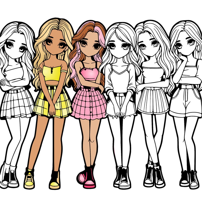 a group of girls realistic