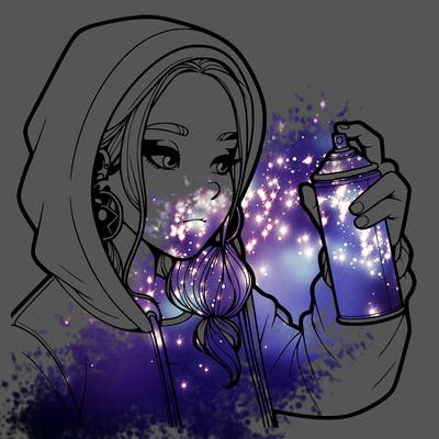 a realistic girl, spray painting