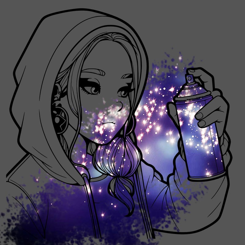 a realistic girl, spray painting
