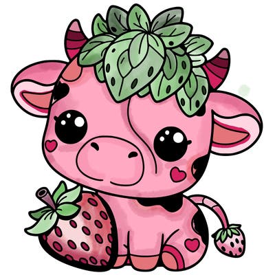 cute strawberry cow