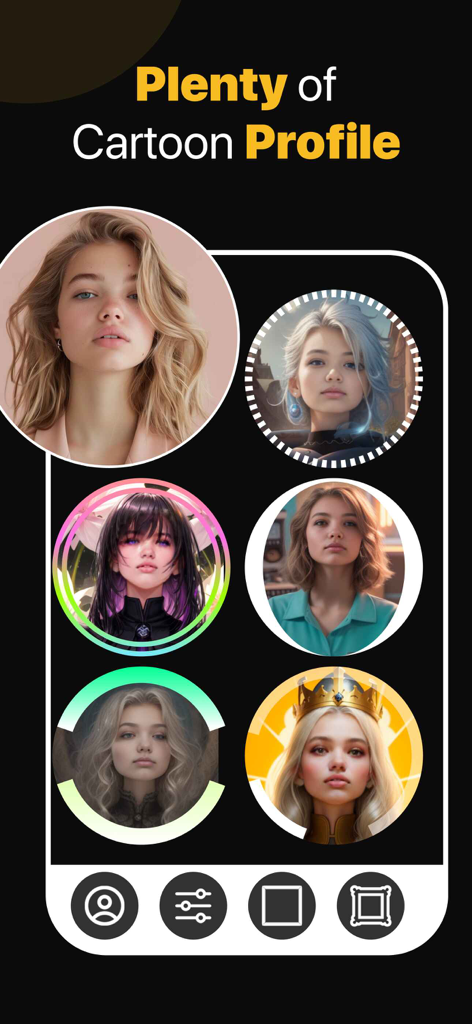 AI Anime Image Editor - Uma coleção de avatares de perfil em estilo cartoon e anime criados a partir de fotos originais usando filtros de IA