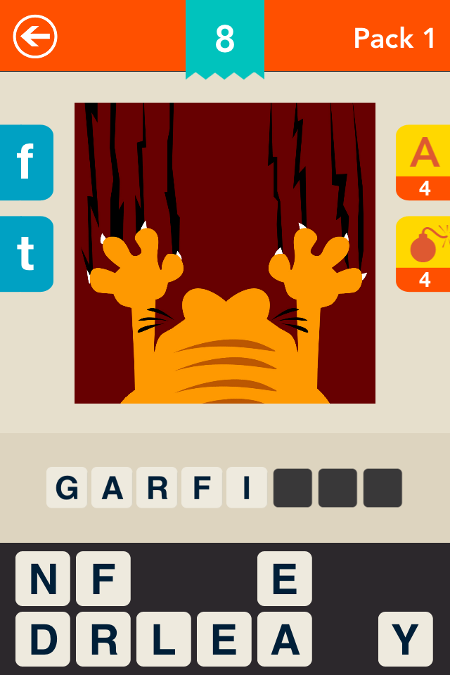 Guess the Character! ~ Free Icon Quiz - キャラクター当てクイズゲームのオレンジ色の猫のミニマルなアイコンパズル