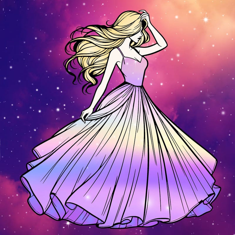 realistic woman with dress flowing in the wind