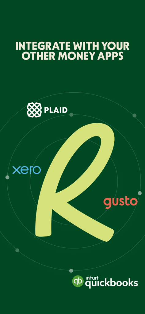 Relay app integration with financial software including Plaid, Xero, Gusto, and QuickBooks