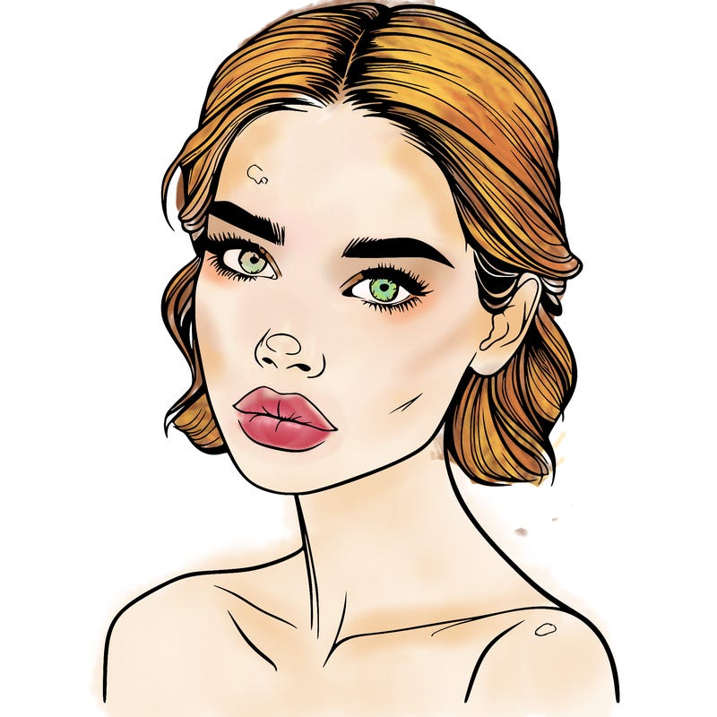 a fashion model with skin marks on her face realistic