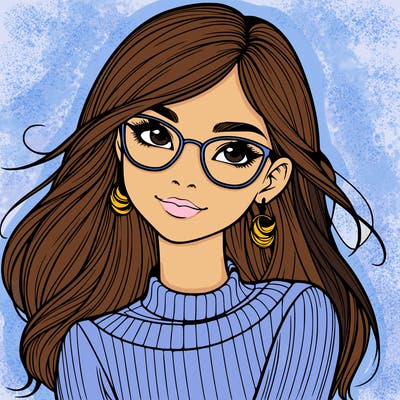 realistic girl with glasses