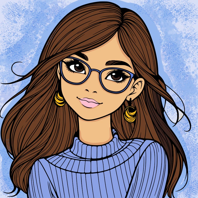realistic girl with glasses