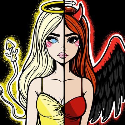devil vs angel realistic girl
