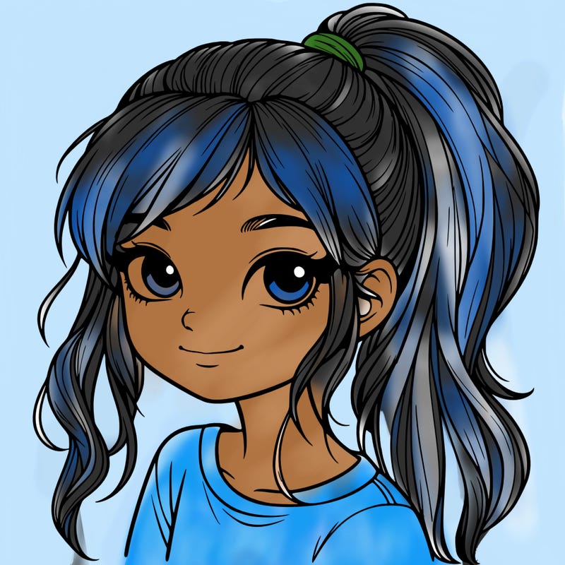 realistic girl with ponytail