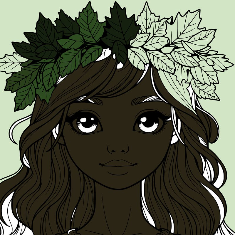 realistic girl with fall leaf crown