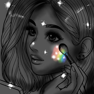 a realistic girl doing her makeup