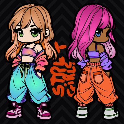 girl in crop top and baggy pants