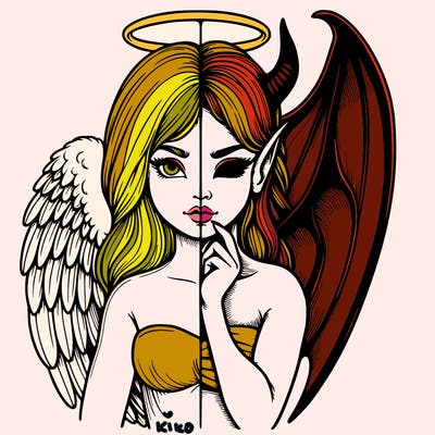 realistic angel half demon