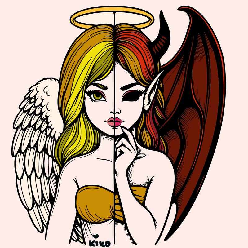 realistic angel half demon