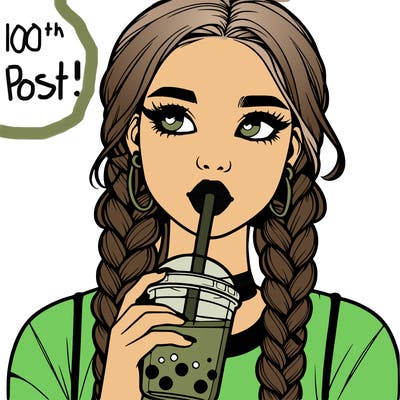 realistic girl with braided hair drinking boba