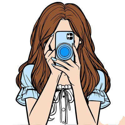 a realistic girl holding her phone taking pictures