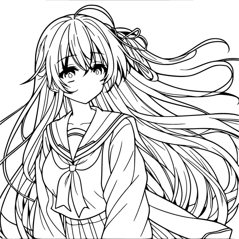 anime girl with long hair