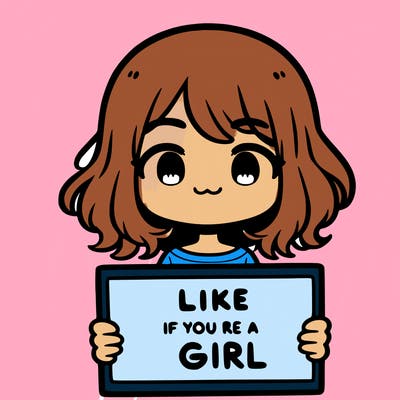 a cute girl holding a sign that says like if you’re a girl