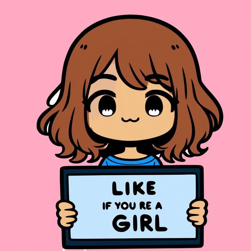 a cute girl holding a sign that says like if you’re a girl