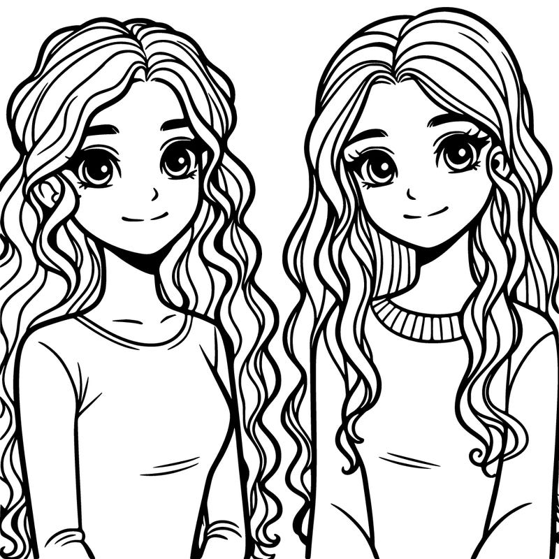 two 15-year-old girls, one with long curly hair and the other with straight hair