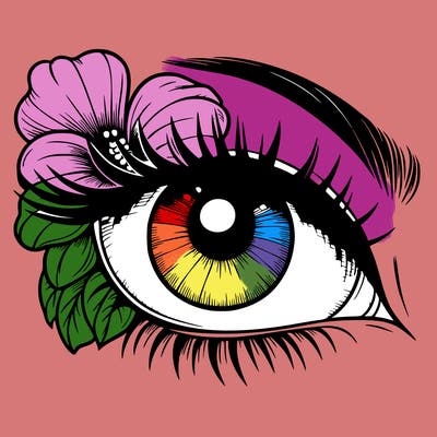 realistic eye with flower