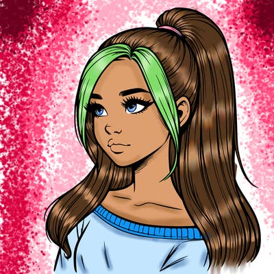 realistic girl with a high ponytail