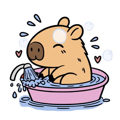 capybara taking a bath