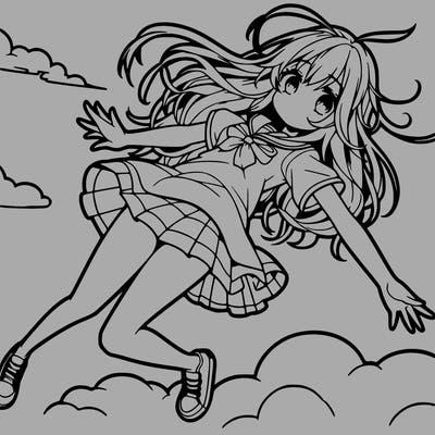 anime girl falling from sky