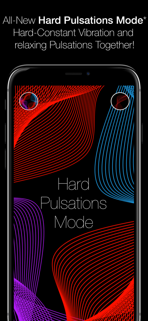 A screenshot of the 3D Massage app interface featuring the Hard Pulsations Mode with colorful wave graphics.