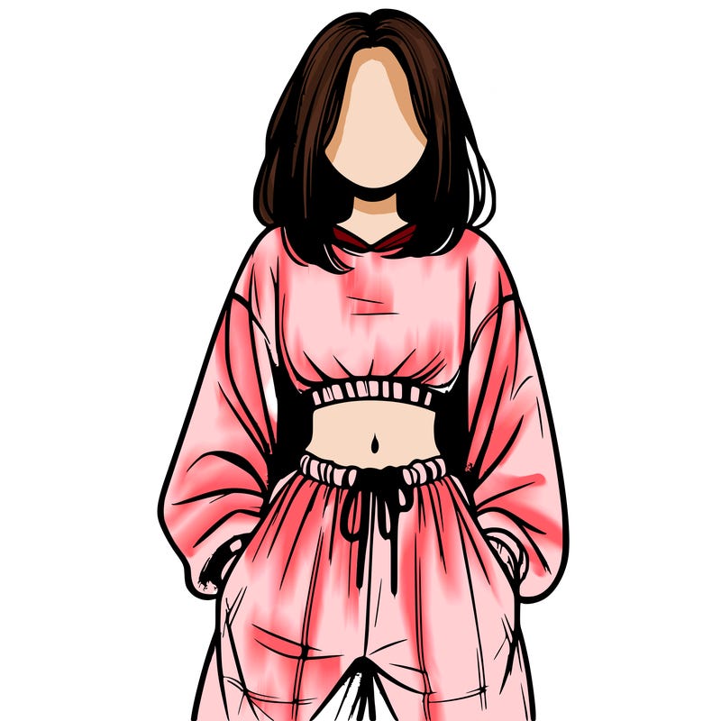 realistic girl faceless with baggy pants and a crop top