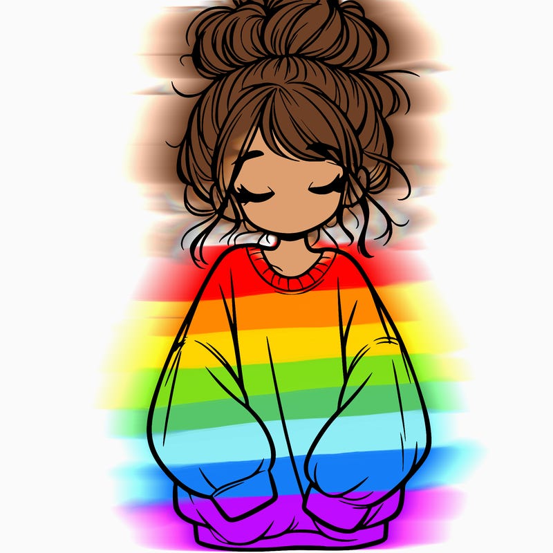 girl with baggy sweatshirt and messy bun