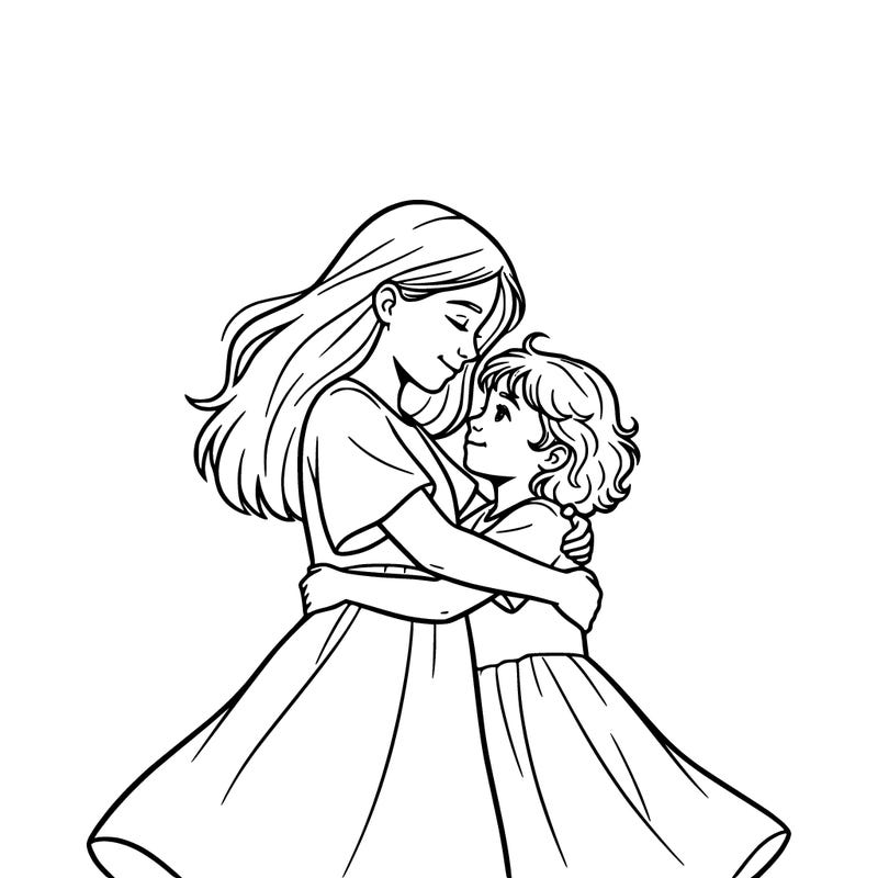 older sister hugging her younger sister