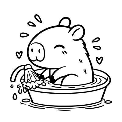 capybara taking a bath