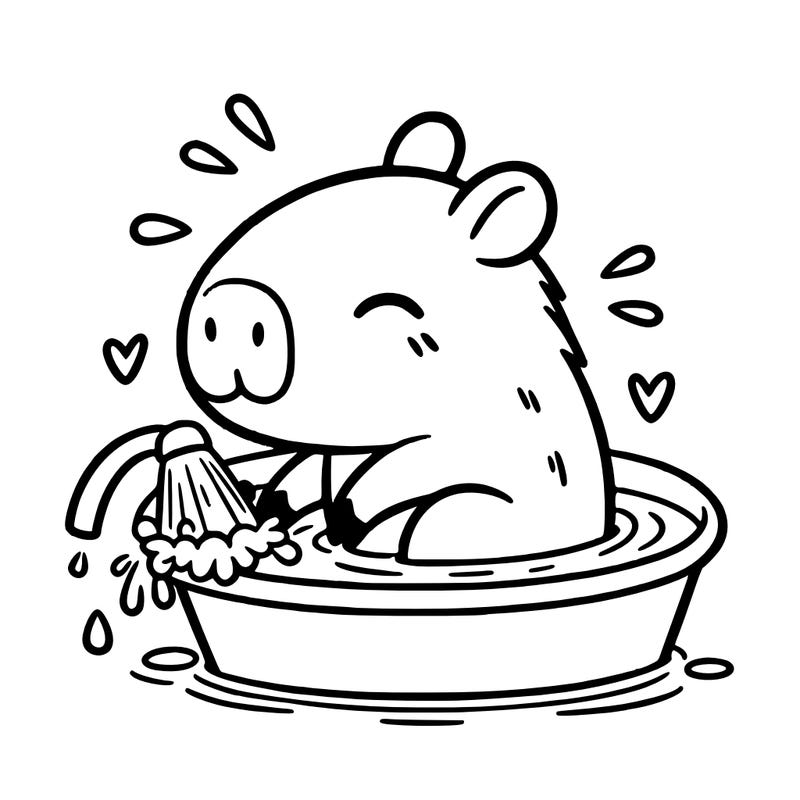 capybara taking a bath