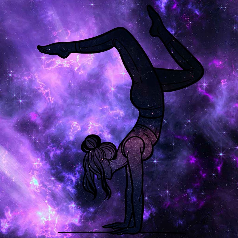 a woman doing a handstand