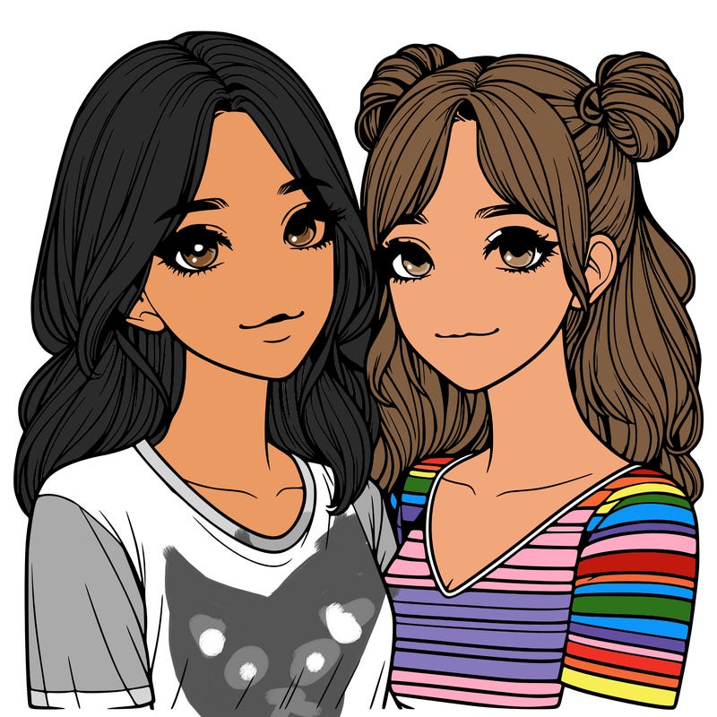 two girls realistic