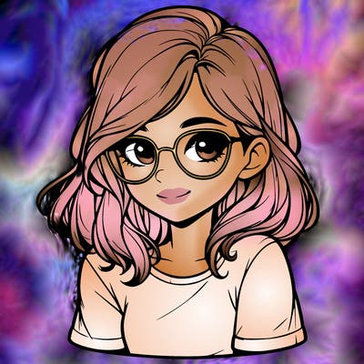 realistic girl with glasses