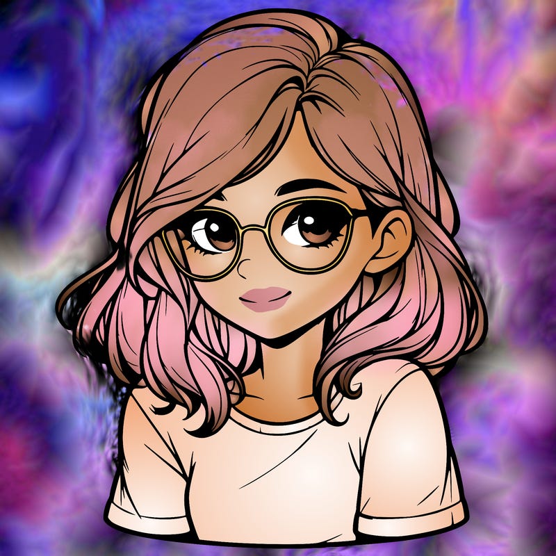 realistic girl with glasses