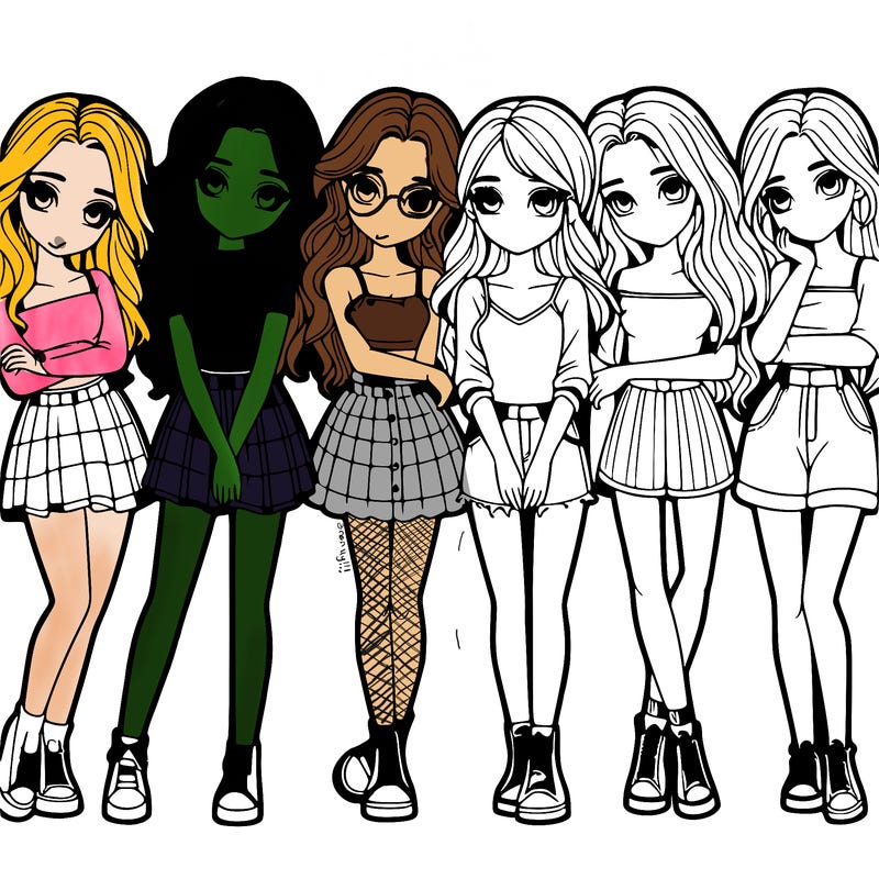 a group of girls realistic