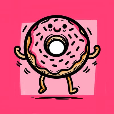 donut with stick legs and stick arms