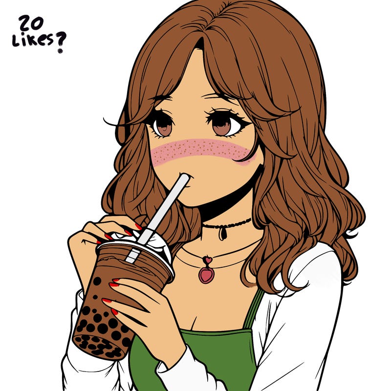 realistic girl drinking boba tea