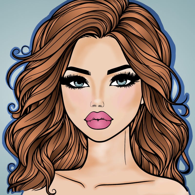 pretty girl with lips and hair realistic