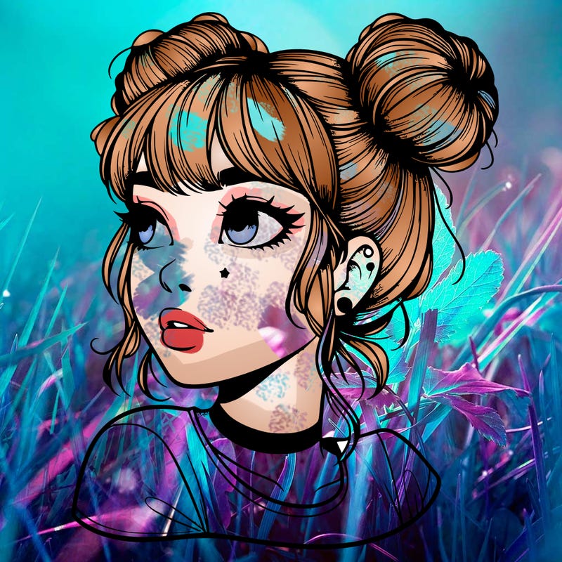 realistic girl with spacebuns