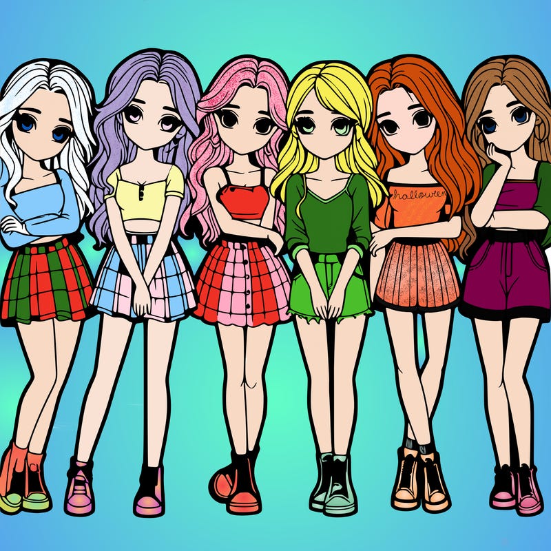 a group of girls realistic