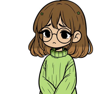 sad girl with glasses in a sweater